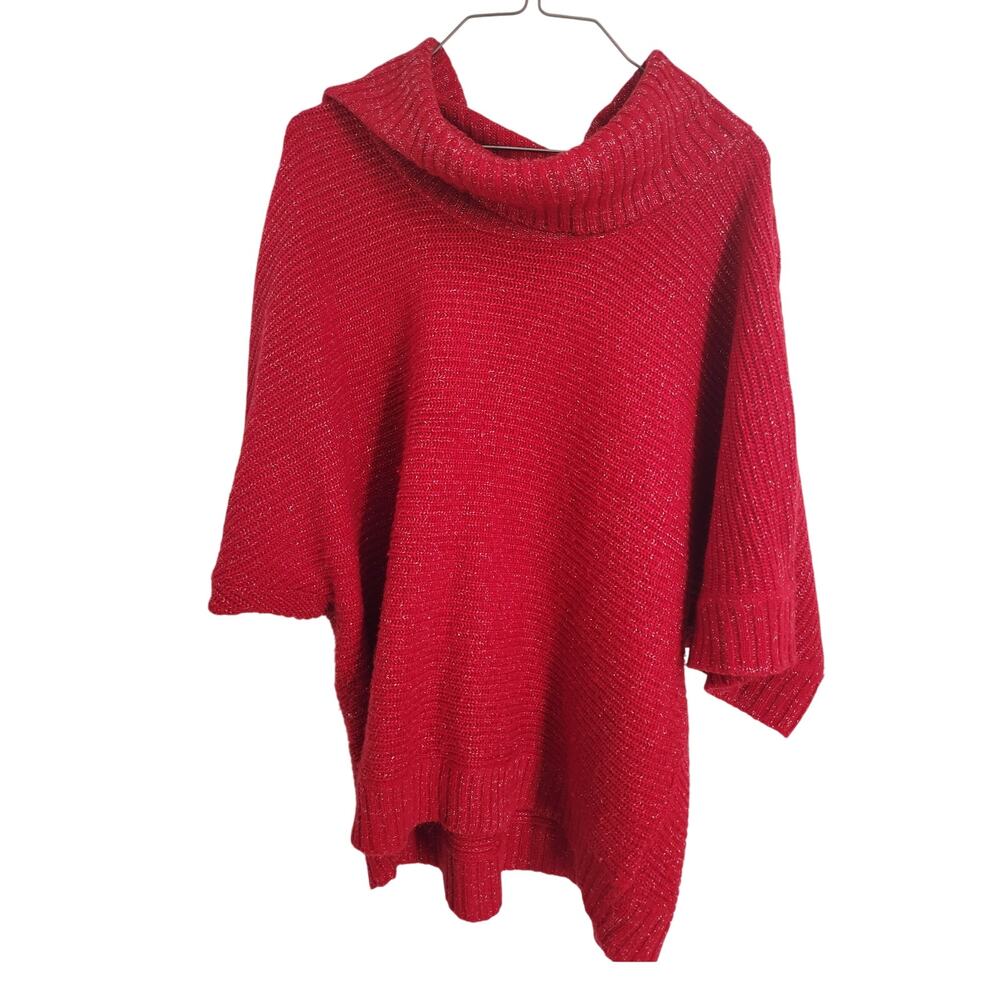 Kim Rogers Red Cowl Neck Short Sleeve Sweater Womens Size 1X